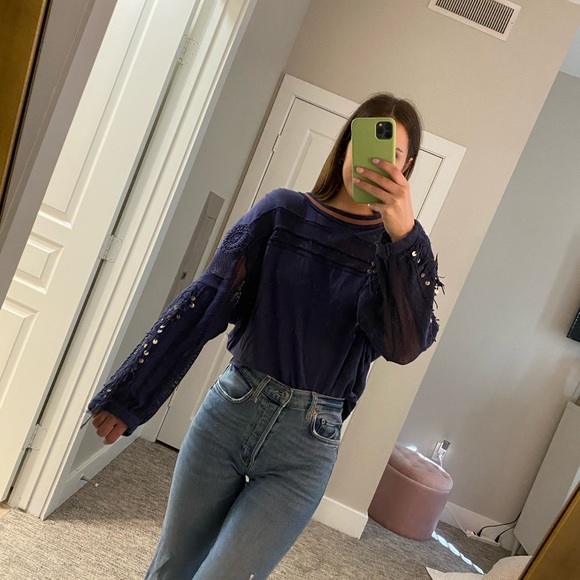 Free People Beaded Sleeve Top - Picture 5 of 5